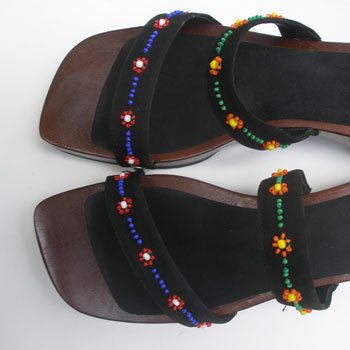 Beaded wooden sandals by Tommy Hilfiger